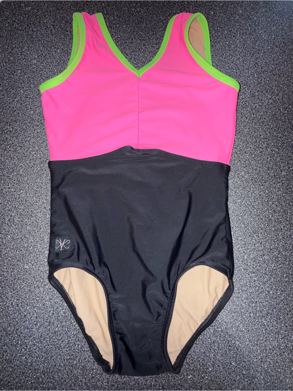 Kandi Kouture Girls‎ Dance Leotard Black Hot Pink and Lime Size Child X-Large